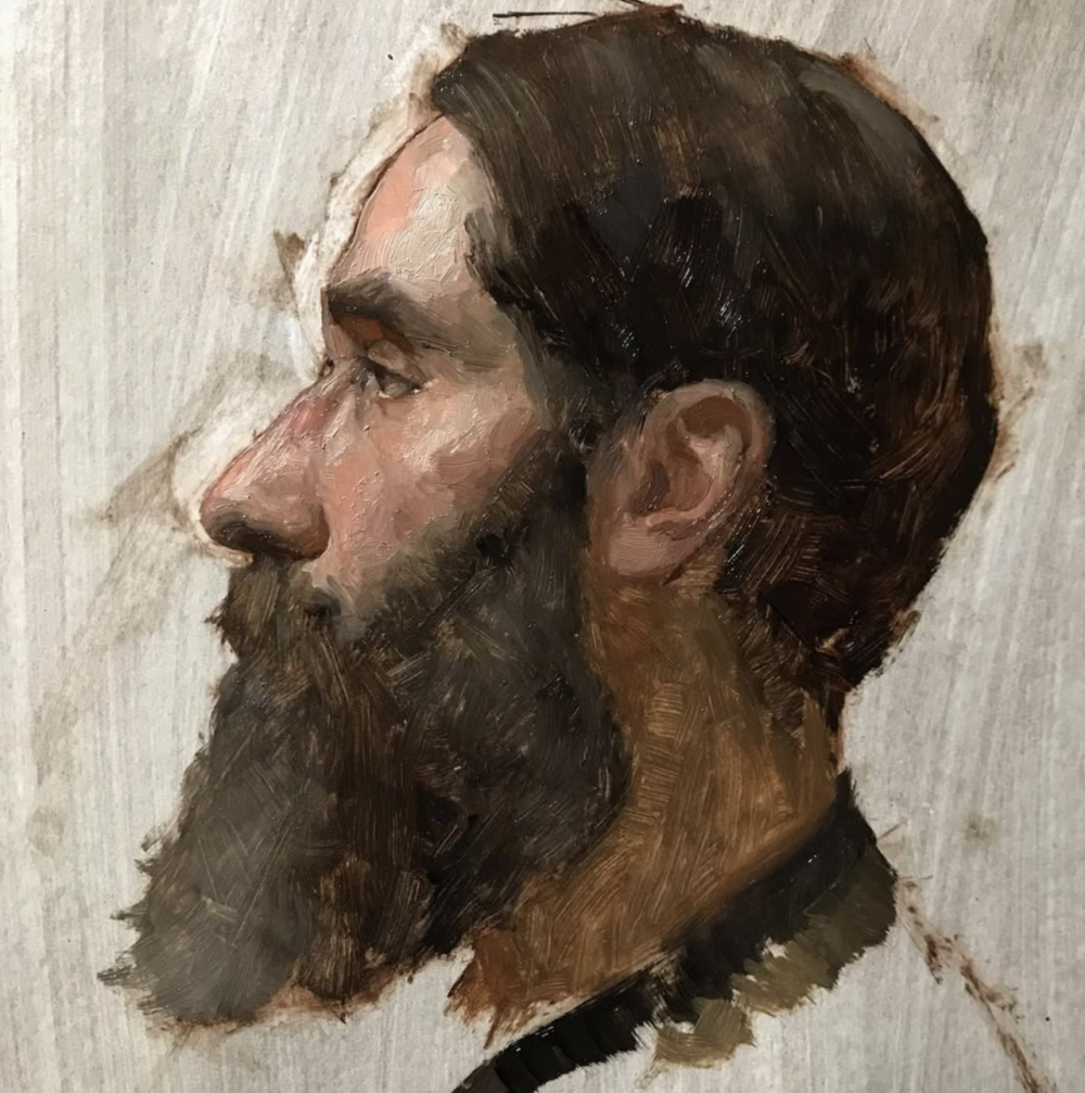 罗德里戈·马特奥是一位西班牙当代具象画家，以细腻而富有情绪张力的人物绘画而受到关注。他出生于西班牙，接受系统的学院派训练，在扎实的素描与油画基础之上发展出兼具古典结构与当代表达的个人风格。马特奥的创作多围绕人物肖像与半身像展开，尤其强调人物的精神状态与内在情绪。他擅长通过柔和却层次丰富的光影塑造体积，运用低饱和度的综合色调营造安静、内省的氛围。背景通常被处理得简洁甚至略带抽象，使观者的注意力集中在人物面部与姿态所传达的心理暗示之上。人物往往带有沉思或克制的表情，画面仿佛停留在情绪正在形成的瞬间，具有电影般的静态叙事感。