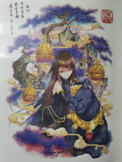 穆逢春绘制复制画，《斗罗大陆》漫画同人创作。《苍溟虎睨》— 幽冥灵猫朱竹清。(来源于网络，侵权删)