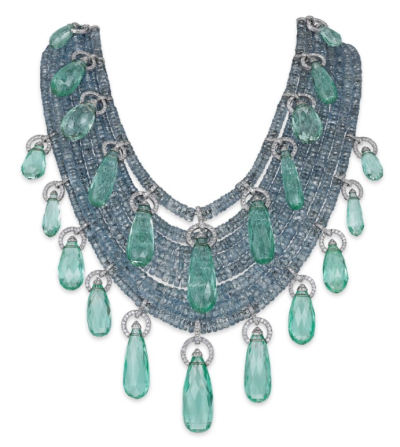 JAR蓝宝石、祖母绿和钻石项链。