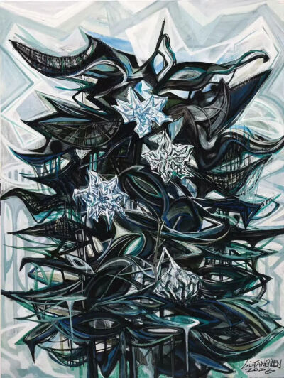 刘养闻布面油彩作品《马达加斯加茉莉》（2023）。