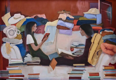 孟阳阳布面油画作品《最喜欢的房间》（2025）。
