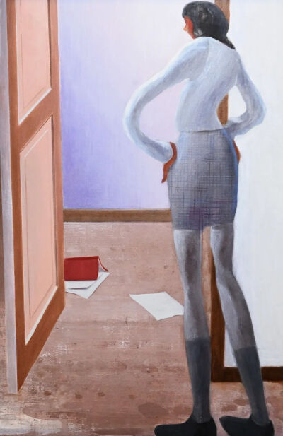 孟阳阳布面油画作品《女孩的房间》（2023）。
