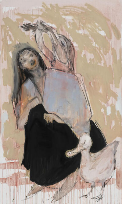 孙玛侬《Gouttelettes》（小水滴）2025年，布面油画，150 × 90cm