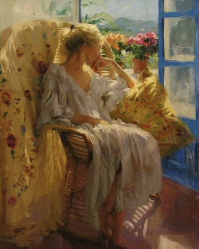 Vicente Romero Redondo
他的作品几乎描绘的都是女人
他画中的人
美的就像一场触不可及的梦
