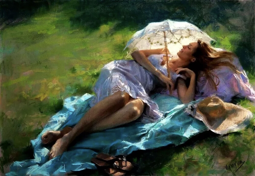 Vicente Romero Redondo
他的作品几乎描绘的都是女人
他画中的人
美的就像一场触不可及的梦
