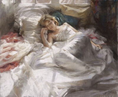 Vicente Romero Redondo
他的作品几乎描绘的都是女人
他画中的人
美的就像一场触不可及的梦
