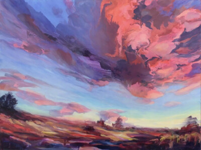 Carla Hananiah
是一位年轻的新西兰女性艺术家
她有着不一样的辽阔情怀
笔下的天空,尤其是晚霞
壮丽辽阔,色彩绚丽,层次分明
比摄影更美
看完都想去学油画了！
