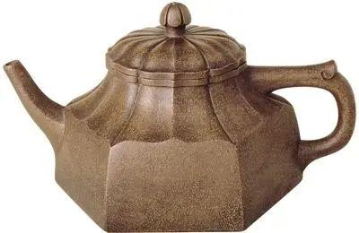 明代 紫砂水仙花六瓣方壶 时鹏制