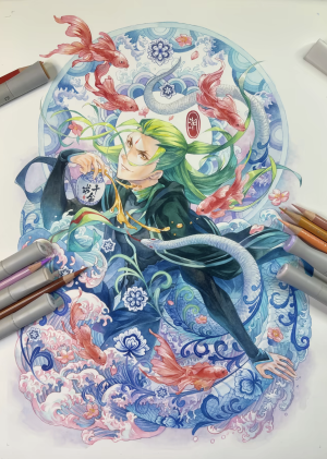 穆逢春绘制。《斗罗大陆》漫画同人作品。《潮汐蛇影》-毒斗罗独孤博。(来源于网络，侵权删)