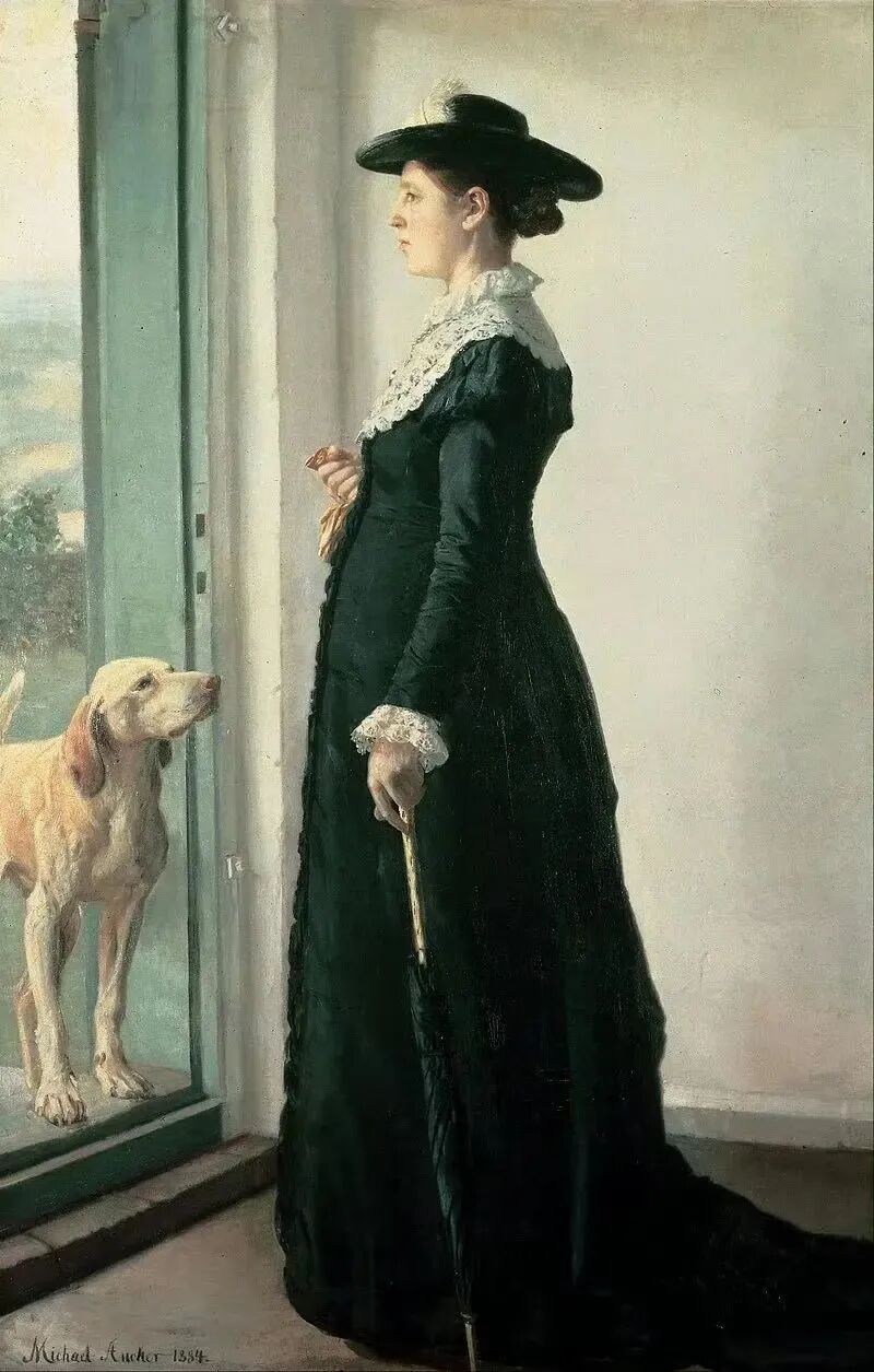 《我妻子的肖像》Portrait of my wife
麦克·彼得·安彻 Michael Peter Ancher 
1884年；尺寸未知；画布油画