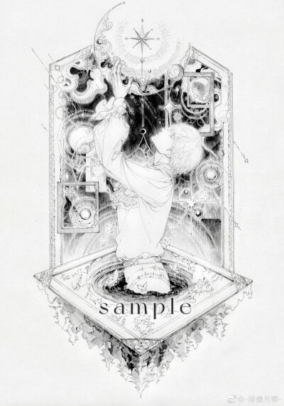 人物插画绘画线稿黑白手绘头像素描临摹细节几何素材风格个性
@俩仪月华