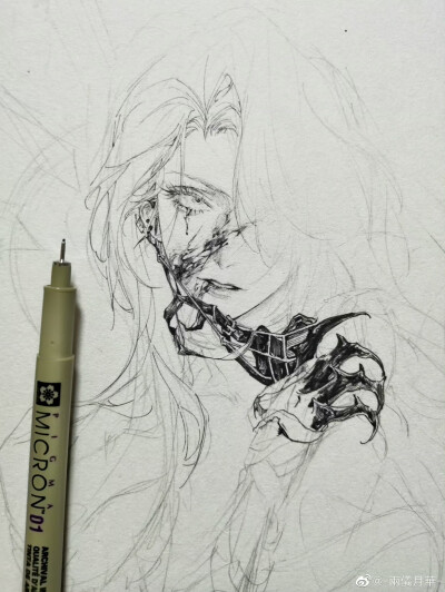 人物插画绘画线稿黑白手绘头像素描临摹细节几何素材风格个性
@俩仪月华