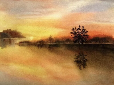 美国女画家 Lin Frye 水彩作品优美的色调搭配虚实有秩的空间感营造出一种迷人的意境美