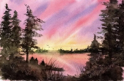 美国女画家 Lin Frye 水彩作品优美的色调搭配虚实有秩的空间感营造出一种迷人的意境美