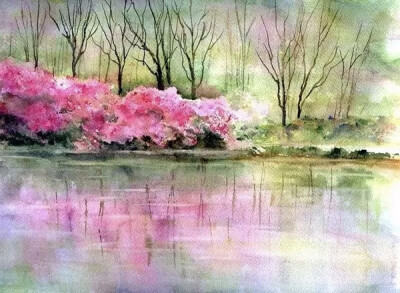 美国女画家 Lin Frye 水彩作品优美的色调搭配虚实有秩的空间感营造出一种迷人的意境美