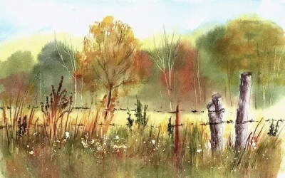 美国女画家 Lin Frye 水彩作品优美的色调搭配虚实有秩的空间感营造出一种迷人的意境美