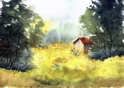 美国女画家 Lin Frye 水彩作品优美的色调搭配虚实有秩的空间感营造出一种迷人的意境美