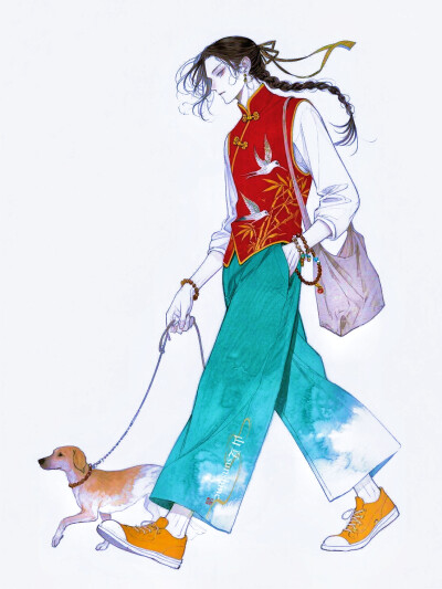 新中式美学|取草木之泽染布，借古画之姿裁衣#cos场照#服设#新中式 #立绘#ootd