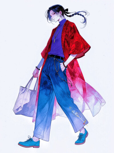 新中式美学|取草木之泽染布，借古画之姿裁衣#cos场照#服设#新中式 #立绘#ootd