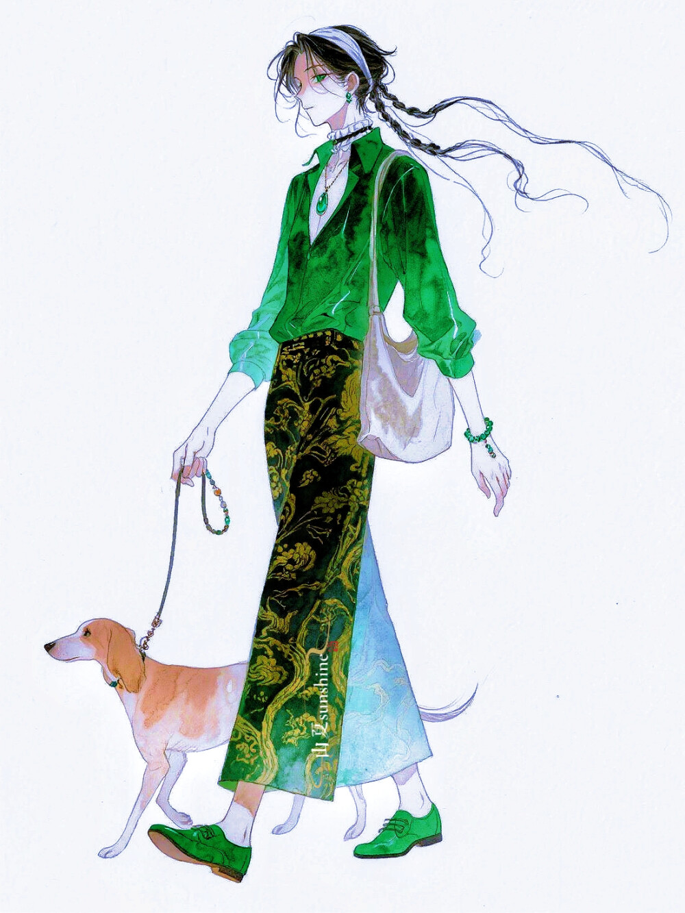 新中式美学|取草木之泽染布，借古画之姿裁衣#cos场照#服设#新中式 #立绘#ootd