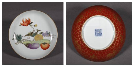 清乾隆  矾红描金粉彩折枝花果纹盘
观复博物馆藏
