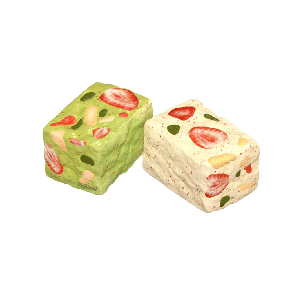 草莓牛轧糖3D建模白底头像