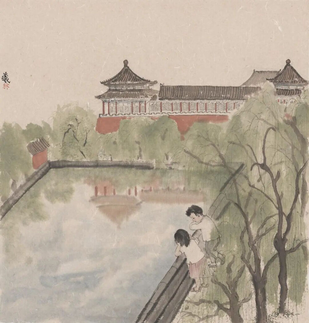 林曦《问你一个问题》，纸本水墨，77cm × 73cm，2025年