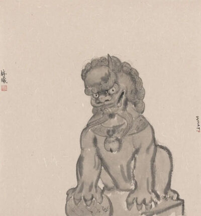 林曦《WHAT?》，纸本水墨，77cm × 72cm，2025年