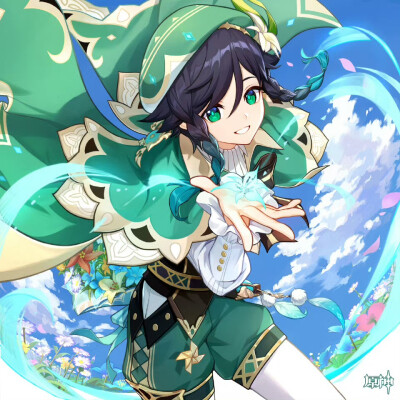 原神白色情人节官方贺图 温迪 法尔伽