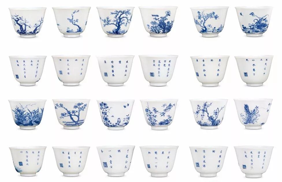 清康熙  青花十二月花神杯
湖北省博物馆藏
