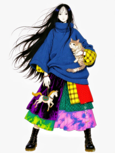 干物女的穿搭日记|用一件软糯毛衣把自己包裹成猫咪的窝#服设#ootd#私服穿搭#毛衣#立绘