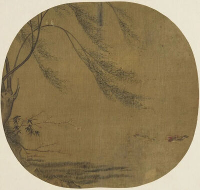 柳塘鸳戏图 佚名 南宋