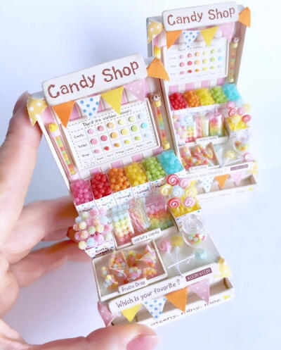 手作糖果屋、甜品店
用粘土制作的微型糖果点心铺，逼真又精美可爱
原日本手作艺术家ig@_kleon_klein_
