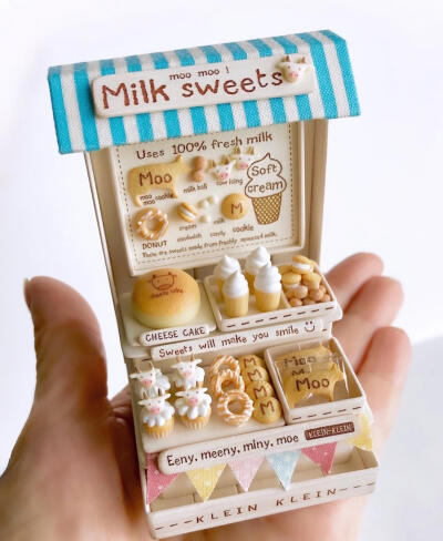 手作糖果屋、甜品店
用粘土制作的微型糖果点心铺，逼真又精美可爱
原日本手作艺术家ig@_kleon_klein_