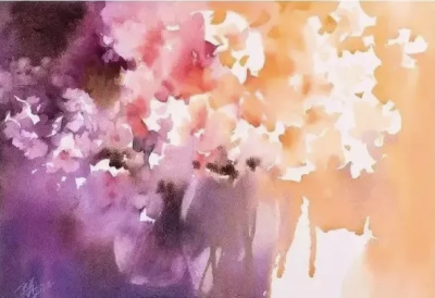 金莉笔下的水彩花卉色彩清新、格调高雅。多姿多彩的花朵、自由流动的水色、氤氲朦胧的气氛，令人过目难忘、心生欢喜。