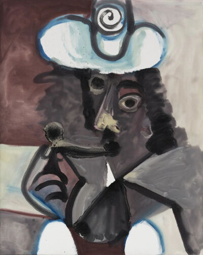 Pablo Picasso《手持烟斗的男人》
（Man with a Pipe), 1970。
