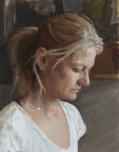 肯尼·哈里斯是一位美国当代具象画家，以富有力量感的笔触与厚重油彩的人物绘画而受到关注。他的创作建立在扎实的写实基础之上，同时融入更为直接和表现性的绘画方式，使作品在结构严谨与情绪表达之间形成张力。