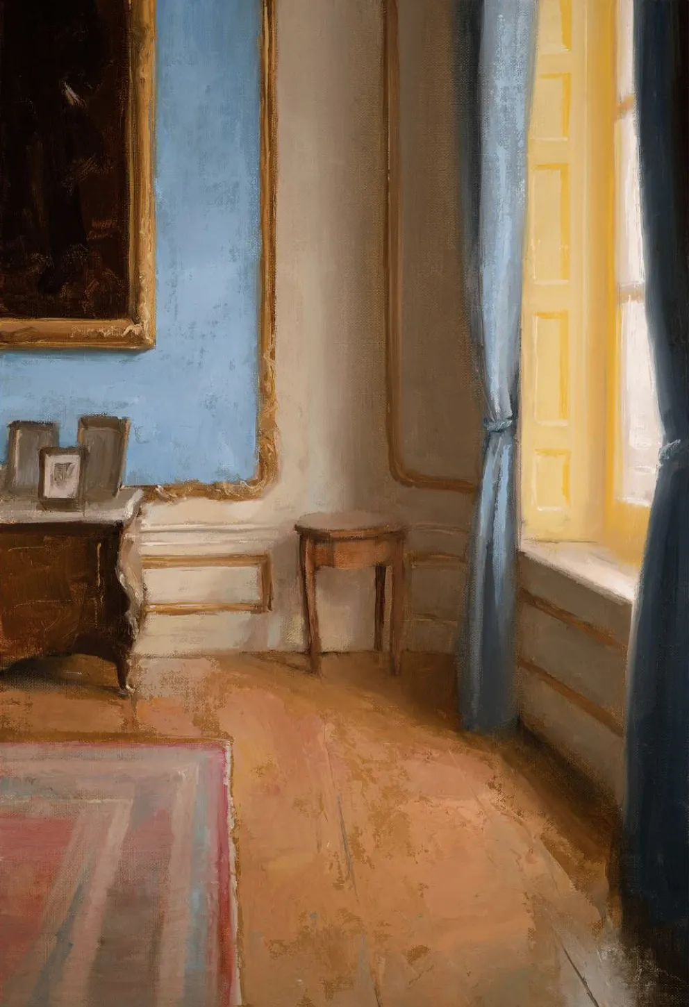 肯尼·哈里斯是一位美国当代具象画家，以富有力量感的笔触与厚重油彩的人物绘画而受到关注。他的创作建立在扎实的写实基础之上，同时融入更为直接和表现性的绘画方式，使作品在结构严谨与情绪表达之间形成张力。