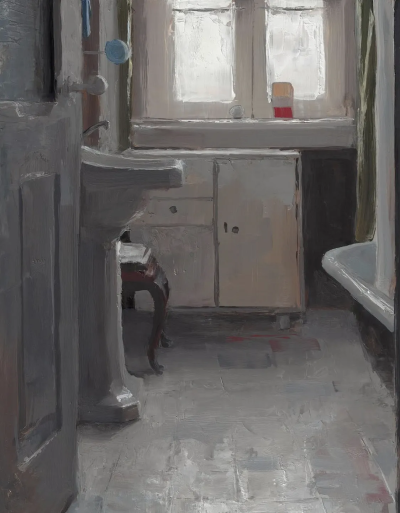 肯尼·哈里斯是一位美国当代具象画家，以富有力量感的笔触与厚重油彩的人物绘画而受到关注。他的创作建立在扎实的写实基础之上，同时融入更为直接和表现性的绘画方式，使作品在结构严谨与情绪表达之间形成张力。