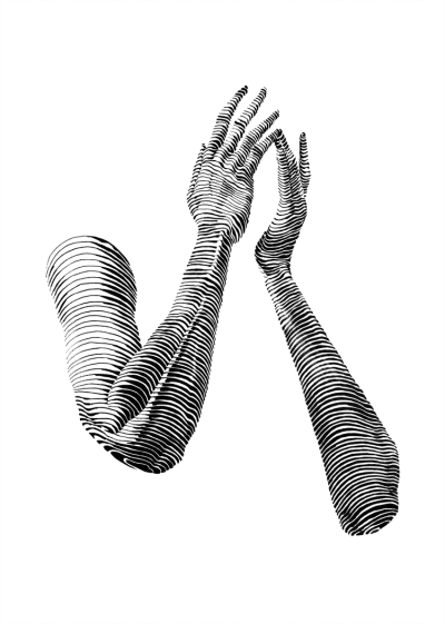 加拿大艺术家
Dominic Depeyre
多米尼克·德佩尔
用独特线条构成不寻常观感的画作
画中的内容是
用线条探索人之间的互动
只有黑色的墨水线
不同的方向和粗细，构成了立体效果
