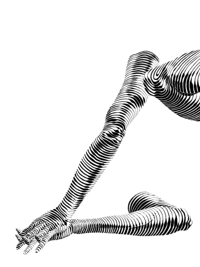 加拿大艺术家
Dominic Depeyre
多米尼克·德佩尔
用独特线条构成不寻常观感的画作
画中的内容是
用线条探索人之间的互动
只有黑色的墨水线
不同的方向和粗细，构成了立体效果
