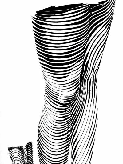 加拿大艺术家
Dominic Depeyre
多米尼克·德佩尔
用独特线条构成不寻常观感的画作
画中的内容是
用线条探索人之间的互动
只有黑色的墨水线
不同的方向和粗细，构成了立体效果
