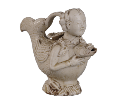 辽 白釉人首摩羯形提梁注壶
内蒙古博物院藏
