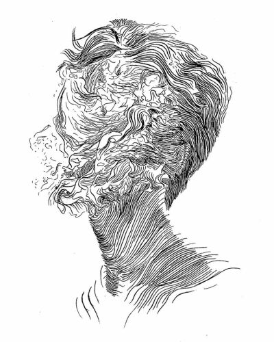 加拿大艺术家
Dominic Depeyre
多米尼克·德佩尔
用独特线条构成不寻常观感的画作
画中的内容是
用线条探索人之间的互动
只有黑色的墨水线
不同的方向和粗细，构成了立体效果
