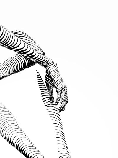 加拿大艺术家
Dominic Depeyre
多米尼克·德佩尔
用独特线条构成不寻常观感的画作
画中的内容是
用线条探索人之间的互动
只有黑色的墨水线
不同的方向和粗细，构成了立体效果
