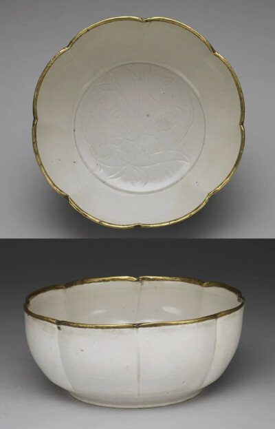 北宋-金  定窑 划花莲荷纹花式碗
台北故宫博物院藏
