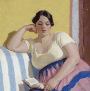 莉娜·里沃是一位俄罗斯当代色粉与油画画家，现居葡萄牙，以其充满光感和诗意的绘画风格而受到广泛关注。她的作品多描绘日常生活场景、花卉、静物以及户外风景，尤其善于通过色彩与光影表现温暖而抒情的氛围，透露出对自然与生活的热爱。里沃的创作带有强烈的印象派气息，笔触自由、色调明快，既有松弛的写意感，又保留了对象的形体与情绪。她擅长运用柔和而层叠的色粉来捕捉瞬间的光线变化，使画面呈现出轻盈、通透而富有质感的效果。