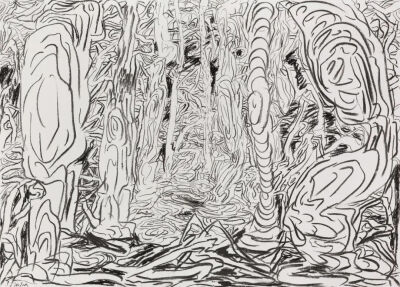 王加加，《森林速写#1》2022，纸本炭笔，80 × 100 cm，图片由艺术家和马刺画廊提供
