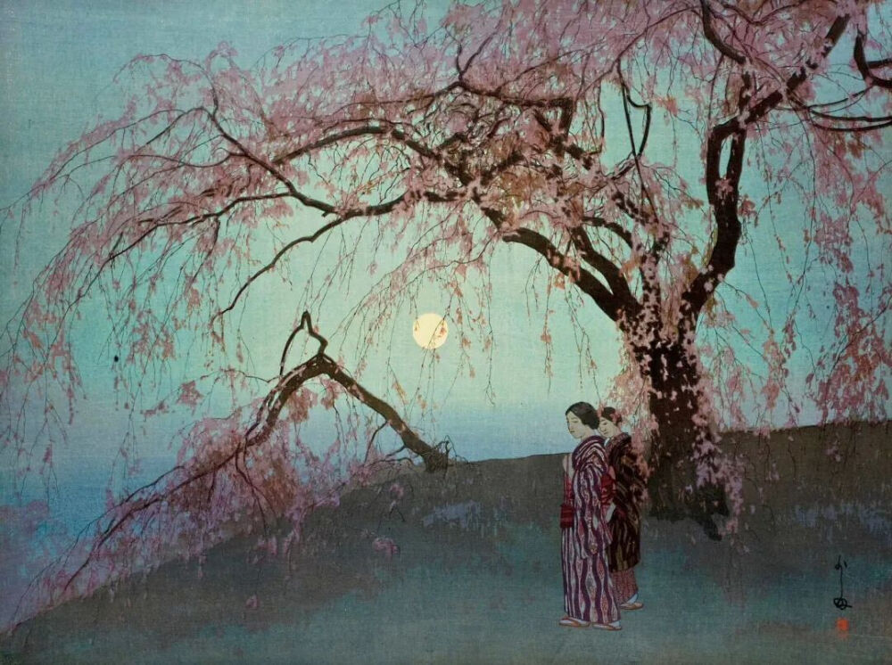 《云井樱》雲居桜
吉田博（Hiroshi Yoshida）
1926年；38 x 25 cm；木刻版画