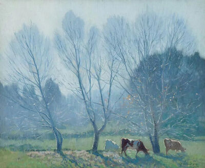 《寒冷的早晨》Frosty Morning
伊莱奥斯·格鲁纳（Elioth Gruner）
1932年；36.0 * 44.0 cm；画布油画